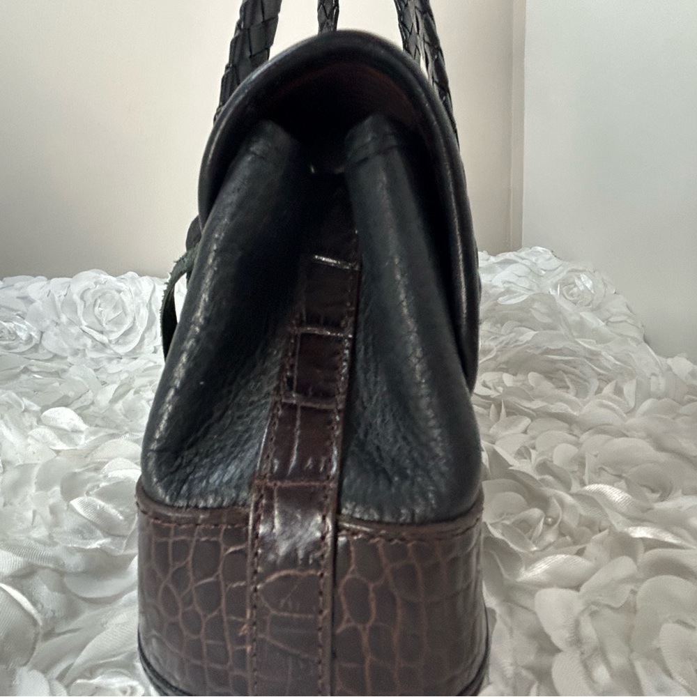 Brighton Brown Leather Croc Pattern Hand Bag Western Cowgirl Animal Print - Picture 13 of 13